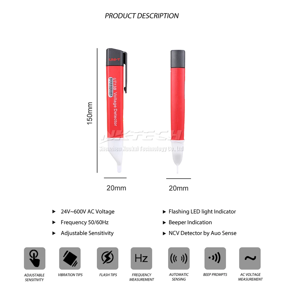 UNI-T Тесты ручка UT13A UT13B детекторы напряжения переменного тока Регулируемая чувствительность автоматического обнаружения 24 V-600 V светодиодный вспышка звуковой индикатор 50/60Hz