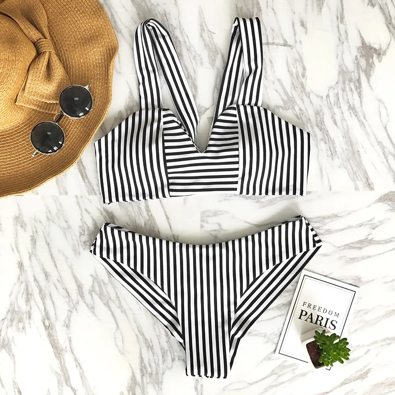 Cupshe Special For You Stripe Bikini Set Triangle Two Piece Swimsuit ...