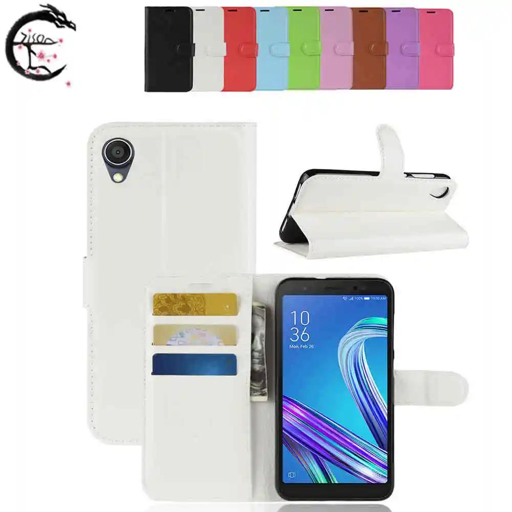 

PU Flip Case Leather Cover For Asus Zenfone Live L1 ZA550KL Phone Wallet Holder Stand Cases Card Slots Shell Covering Coque Capa