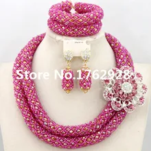 Популярные розовые нигерийские Свадебные африканские бусы, ювелирный набор ручной работы, последние Кристальные бусы в африканском стиле, комплект ювелирных изделий