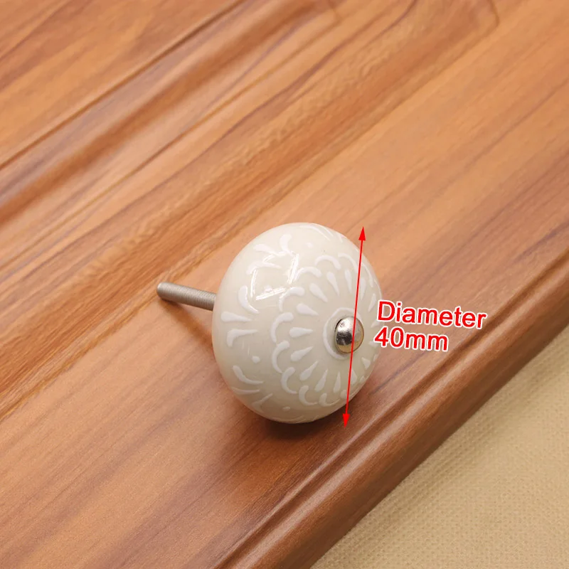 KAK 40mm Hand-painted Ceramic Drawer Knobs Porcelain Rural Cabinet Knob Cupboard Handles Mediterranean Furniture Handle Hardware - Цвет: 1190