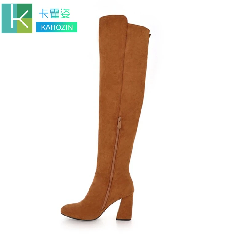 

zapatos mujer 2019 Solid color Long tubenew women shoes soft bottom high quality suede 8.5CM Over the Knee Boots buty damskie