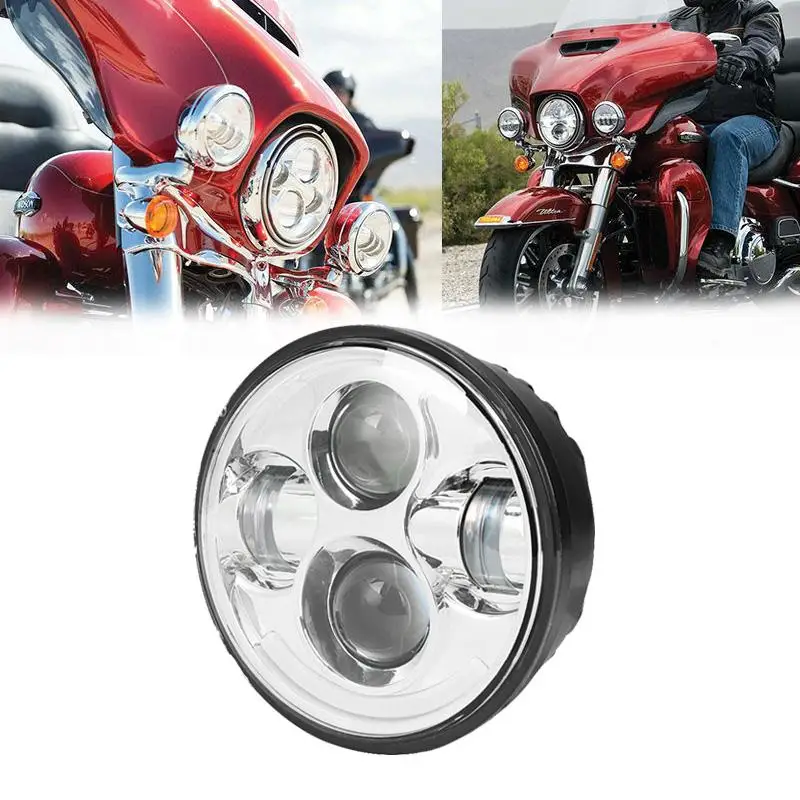 

Chrome 5.75" Motorcycle Headlight 40W CREE Chips LED Round H4 Head Lamp Projector Daymaker IP67 Waterproof for Harley Davidson