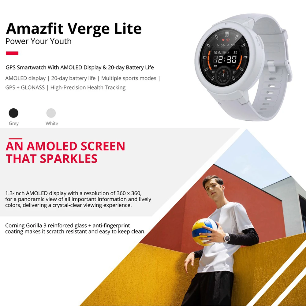Продажа Английские Смарт часы Huami Amazfit Verge Lite font b gps b font IP68 1,3