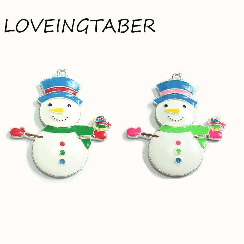 

( Choose Color First ) New Design 45mm*44mm 10pcs/lot All Enamel Snowman Pendants