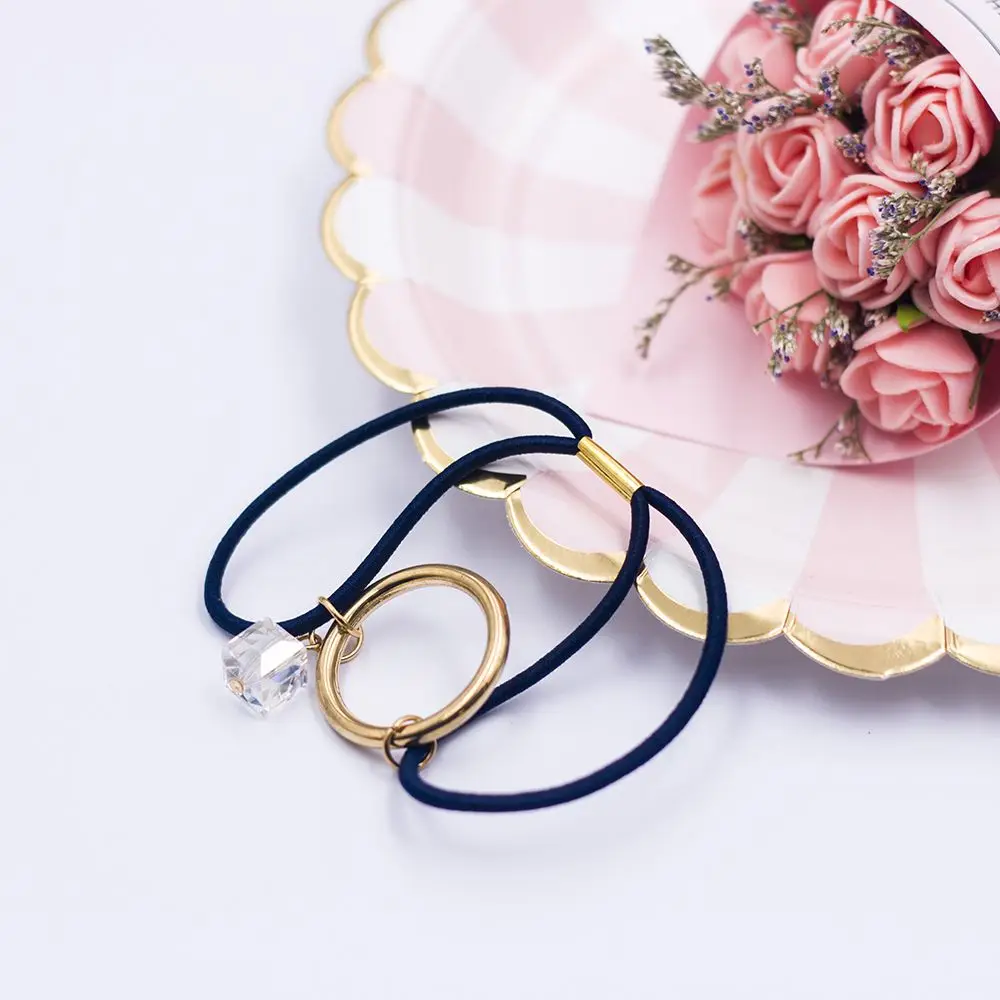 2pcs Fashion Elastic Rubber Hair Ties Ponytail Holder Girls Hair Rope Band Solid Color Hair Rings Accessories Hairband for Women