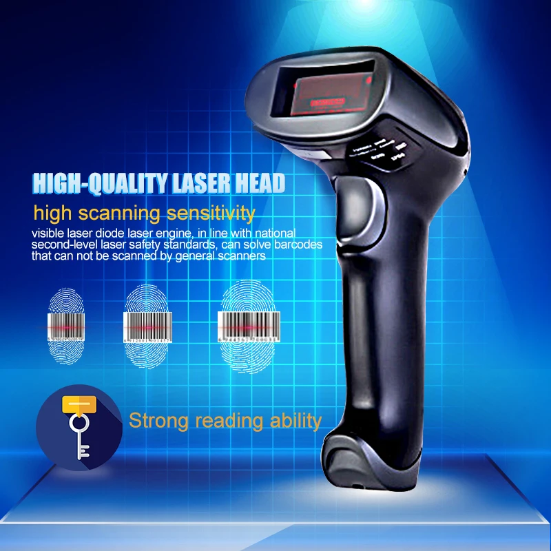 Scanners de Código de Barras a Laser sem Fio Laser de Código de Barras Código de Barras de Digitalização Reader para Pos e Inventário Bar sem Fio Armazém F6-1 2.4g Usb 8 Cheap Scanners