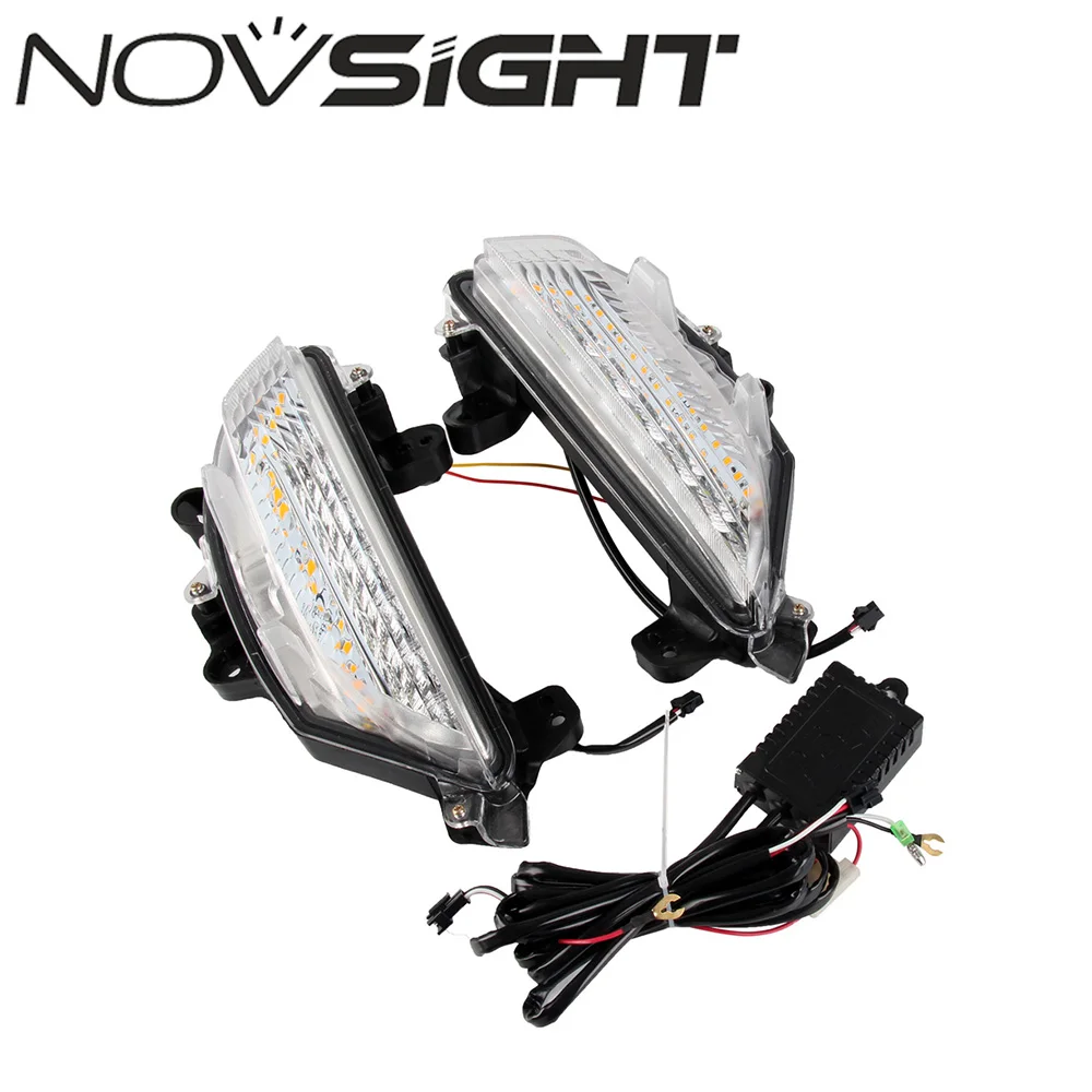 Светодиодный дневные ходовые огни NOVSIGHT для автомобиля желтая указка поворота