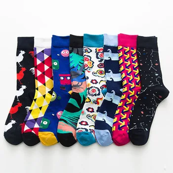 

Snack pattern Harajuku happy socks men's funny combed cotton dress casual wedding socks colorful novelty skateboard socks women