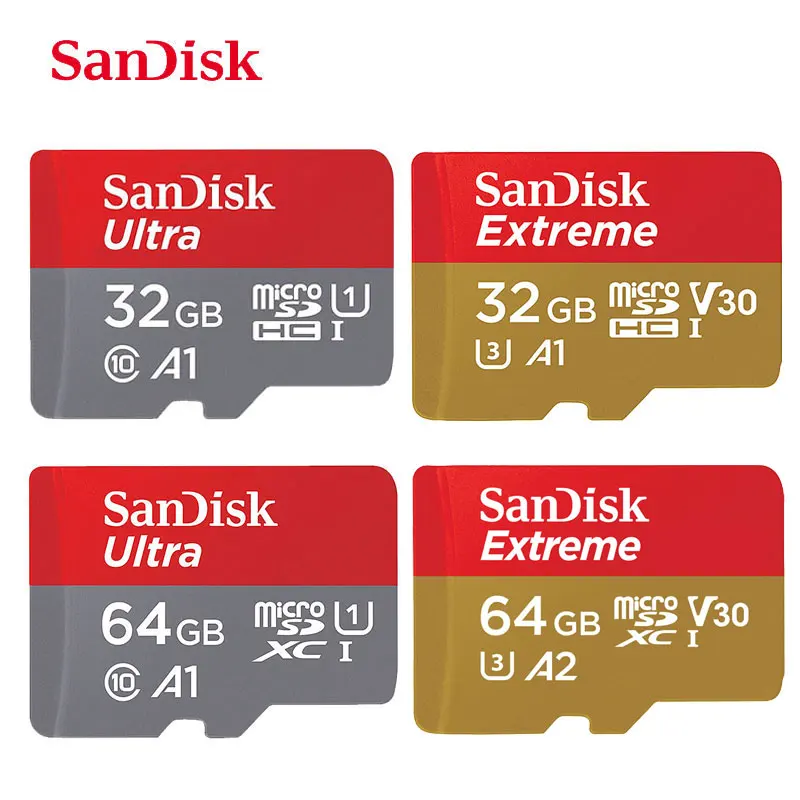 

SanDisk Micro SD Memory Card 256GB 128GB 64GB 32GB 16GB Micro SD Card SDHC/SDXC UHS-I 98MB/s-100MB/s TF Cards Support 4K UHD