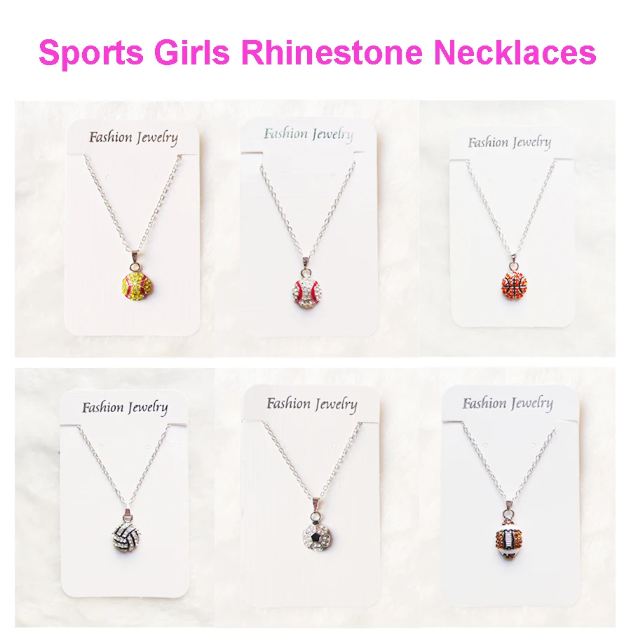 

Softball Baseball Necklace Rhinestone Crystal Bling For Girls