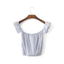 3183wholesale new summer Pinstripe women top tees Sexy Off Shoulder Women shirts Fashion Lady Girl tshirt