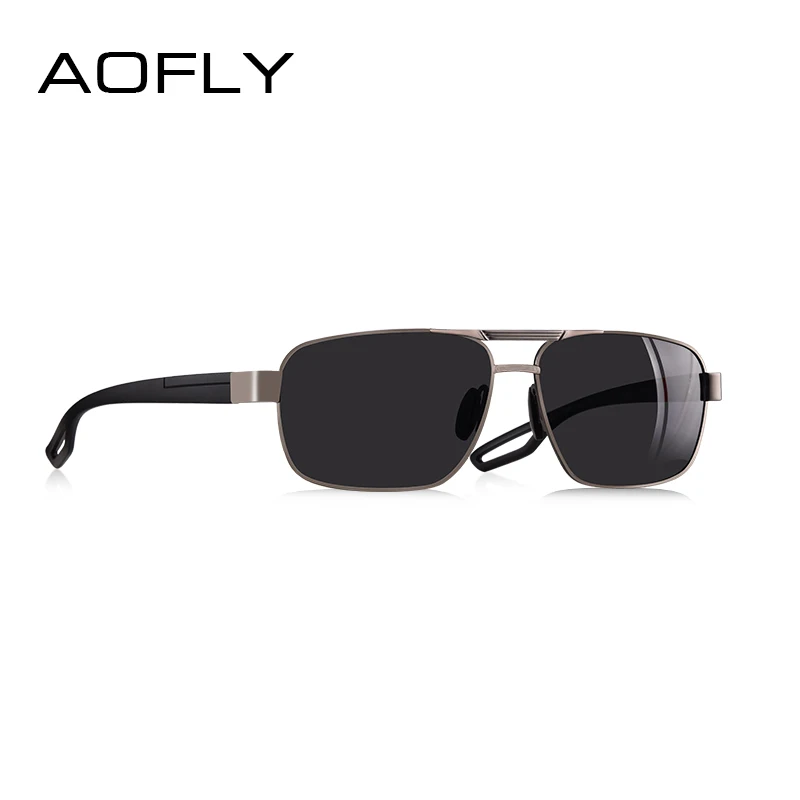AOFLY, дизайнерские поляризационные мужские солнцезащитные очки, металлическая оправа TR90, дужки, мужские солнцезащитные очки для вождения, квадратные оттенки, Gafas de sol hombres UV400 - Цвет линз: C4Gun