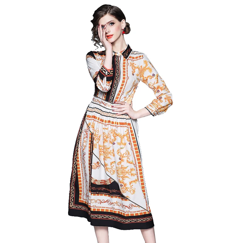 

Women long Dress 2019 Spring Summer Russian Style Print Dresses Long Elegant Party vestidos