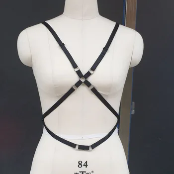 

Free shipping 2017 Halloween Costumes Harajuku goth sexy lingerie body cage bra bondage harness cage bra Garters harness bra