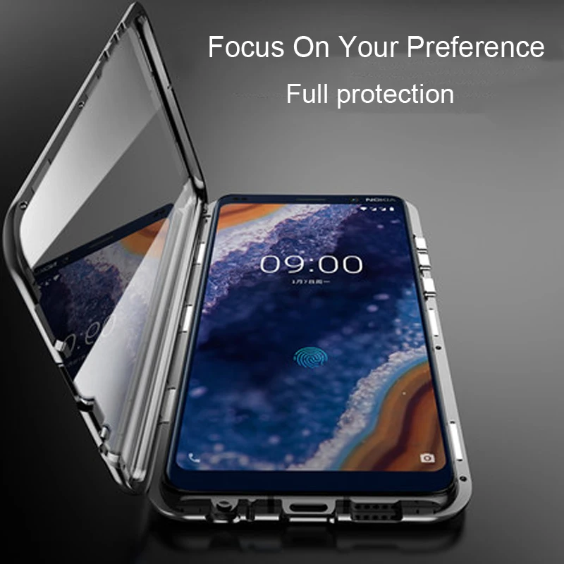 Роскошный Магнитный поглощающий чехол Fip для Nokia 9 PureView металлическая рамка