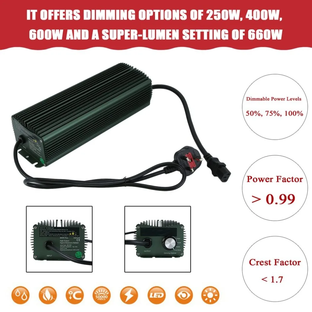 

Professional 600w Dimmable Digital Grow Light Ballast Light Growing Short Circuit And Overheating Protected Power Surges