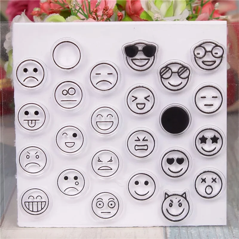 

Emoji Expression Clear Stamps Rubber Seal for DIY Scrapbooking/Card Making/Photo Album Decorative Transparent Stamps