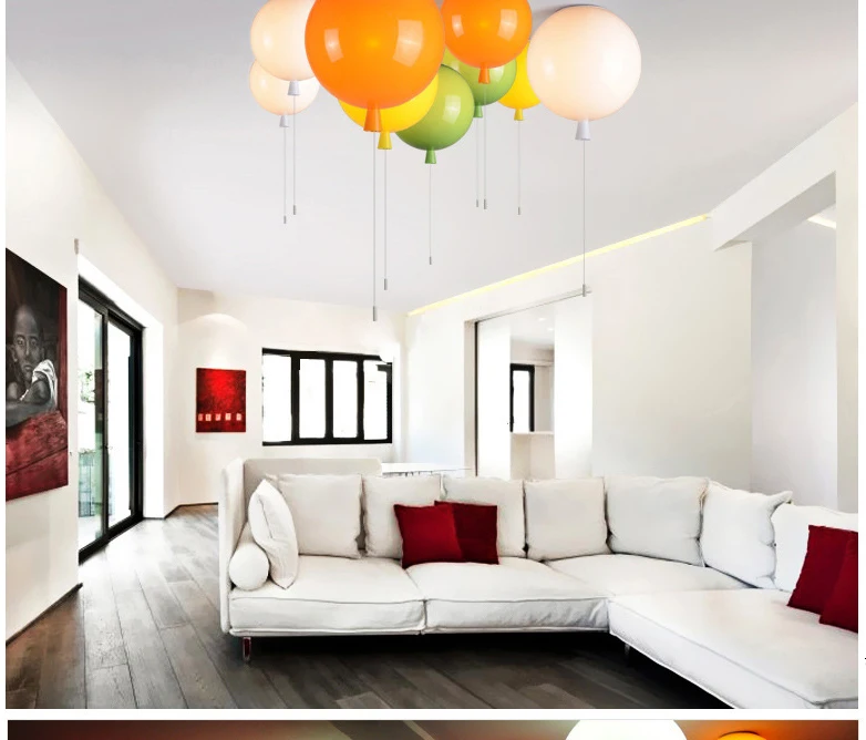 Cores do Miúdo Luminária de Teto Lâmpada do Teto Lâmpadas com Interruptor 6 Moderno Balão Acrílico Home Deco Crianças Quarto E27 4 ceiling lamp