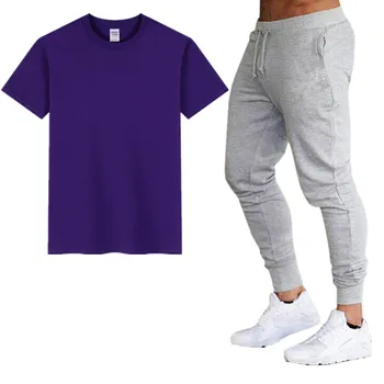 

New fashion men's short sleeve suit T-shirt men's two-piece jogger sport T-shirt suit fashion casual T-shirt suit