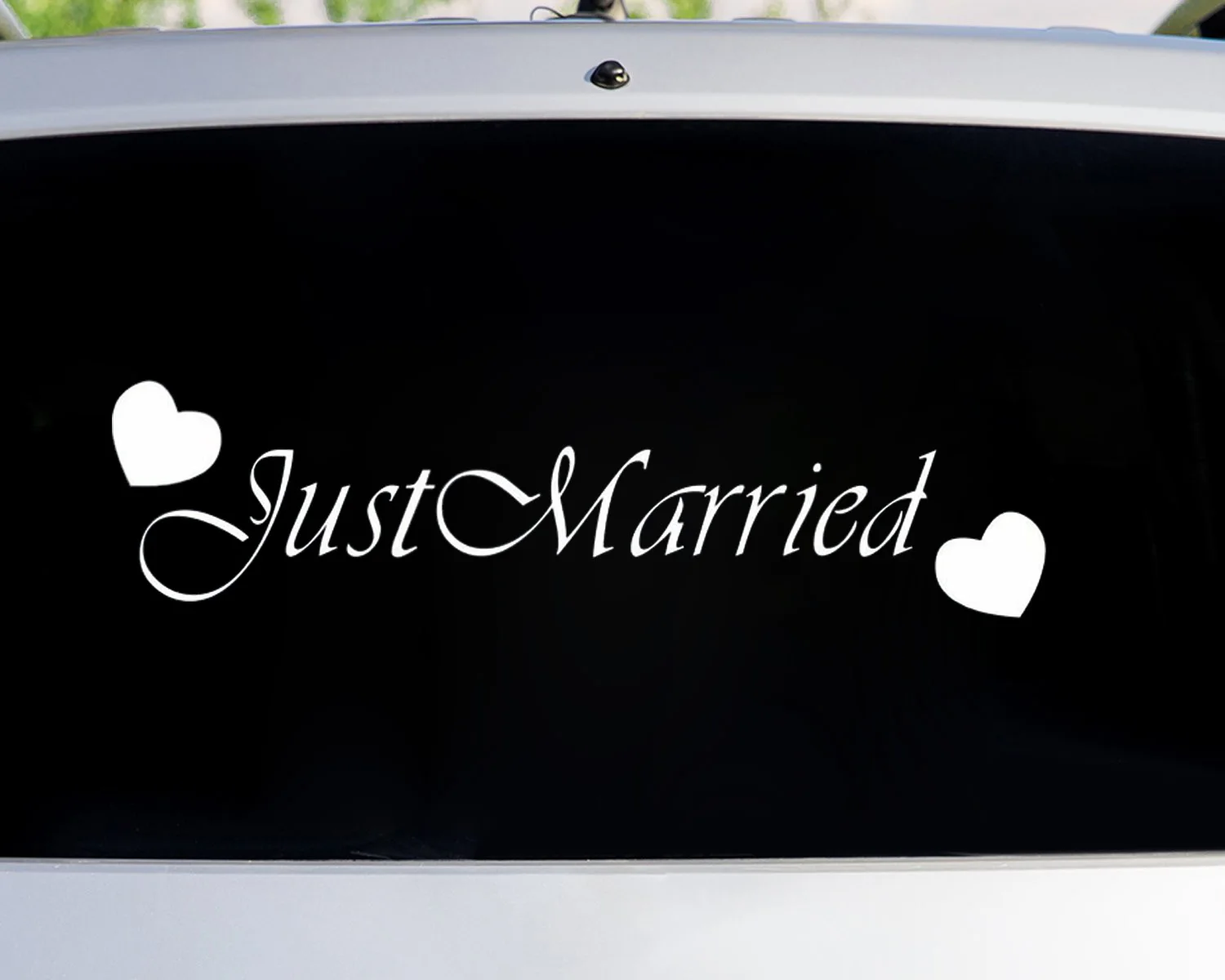 Just Married Car Window Banner Vinyl Sticker Decal Wedding Sign