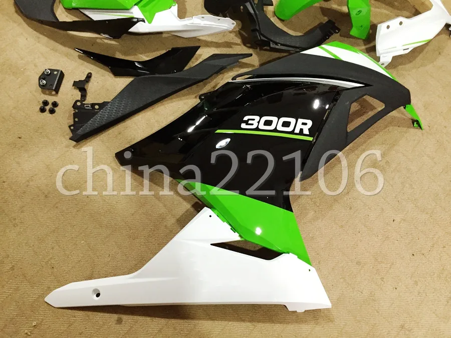 АБС Кузов обтекатель комплект для Kawasaki Ninja300 EX300 2013- 13 14 15 16 17 Обтекатели литья под давлением холодный зеленый белый черный