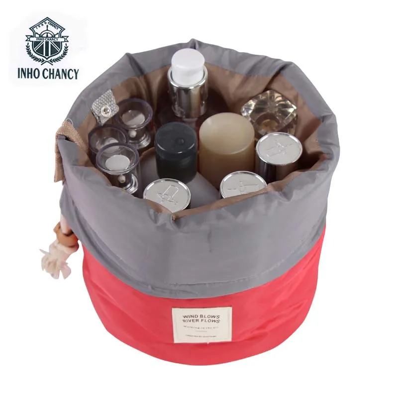 

High Capacity Barrel Shaped cosmetic bag for make up bag travel Makeup packing cubes Nylon Organizer Storage Bag