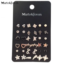 Marte и Joven 18 пар/лот уха шпильки смешанной крест сердце с цветком прекрасные серьги комплект для девочек Модные украшения