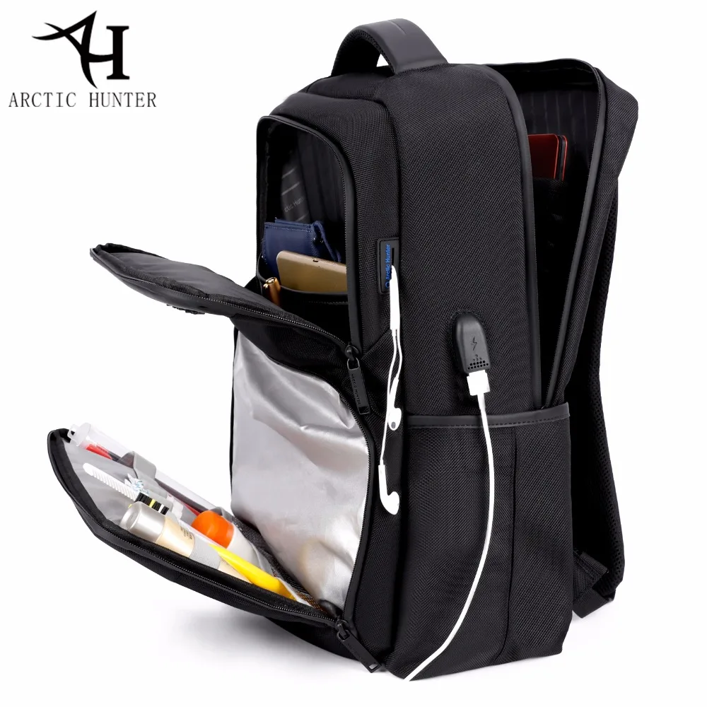 

ARCTIC HUNTER 15.6 inch Laptop Backpacks bags for women USB Black backpack men waterproof school back pack mochila feminina