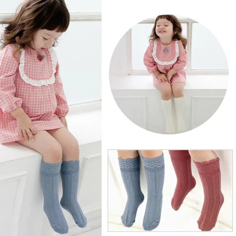 Повседневные длинные хлопковые носки для маленьких девочек гетры в полоску носки для детей от 0 до 4 лет LH7s