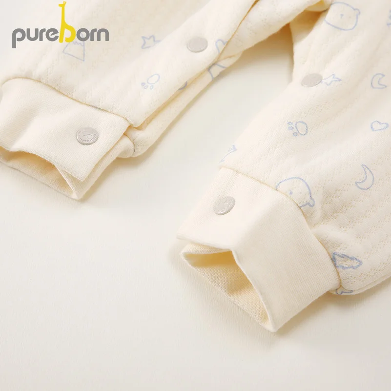 Pureborn/комбинезон с длинными рукавами для новорожденных Комбинезон маленьких