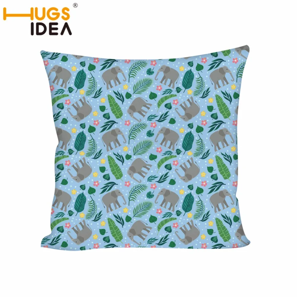 HUGSIDEA Elephant Cushion Flowers Pillow Square Throw Cover Animal Case Chair Sofa Home Decor Car Backing Block | Дом и сад