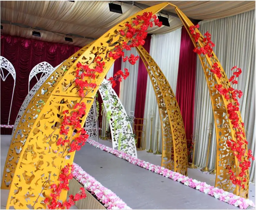 New wedding props wrought iron horns door wedding arches golden white carved arches wrought iron carved flower arches