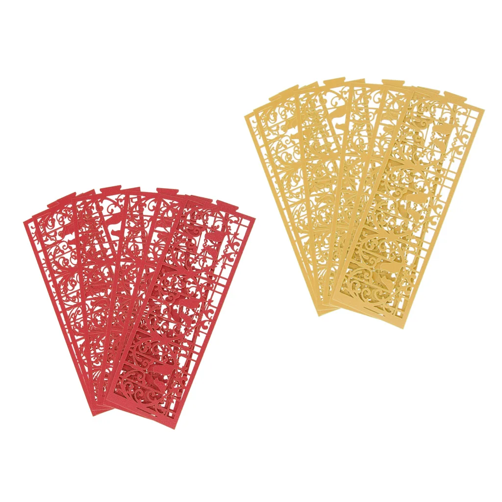 12Pcs Love Birds Heart LED Tea Light Holders Wedding Xmas Decor Gold+Red