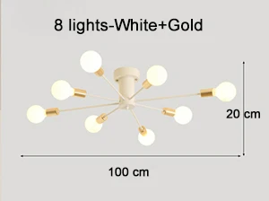 Современные художественные потолочные люстры Lamparas De Techo lustre Luminaria Abajur, потолочные светильники для домашнего освещения, Светильники для гостиной - Цвет абажура: 8 light whie n gold