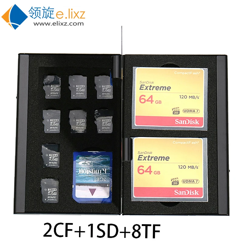

2017 Silver Red New Aluminum Storage Box Bag Memory Card Case Holder Wallet Large Capacity For 2* For Sd Cf 8*microsd Card1*sd