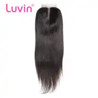 Luvin Peruvian ปิดลูกไม้ตรง Bleached Knots 4x4 Body ธรรมชาติสี 100% มนุษย์ Remy ผมกลางฟรี
