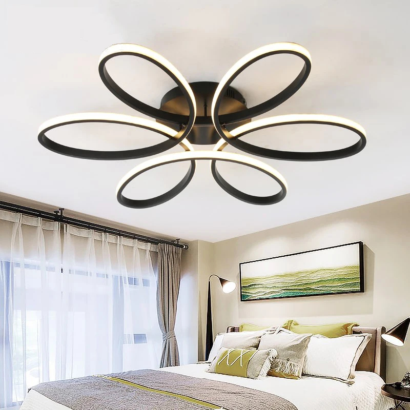 Black or White Aluminum Modern Led Chandelier For Living Room Bedroom Study Room AC85-265V Ceiling Chandelier Fixtures