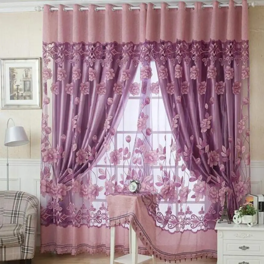 250 см* 100 см Европейский роскошный классический цветочный принт вуаль дверь Штора для окна комнаты разделитель занавесок шарф m29