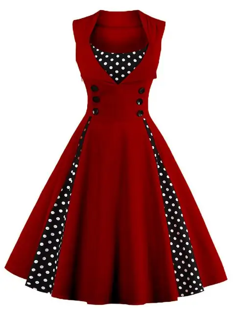 Ladiline s 90 s sin mangas de moda elegante arco vestidos de alta calidad mujeres verano dress dot algodón vintage dress yht1357d|fashion women dress|women dresswomen fashion dress - AliExpress