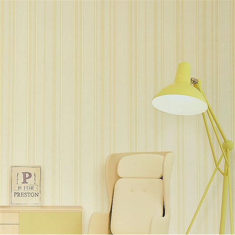 Beibehang Simple modern non-woven wallpaper living room dining solid color stripes Nordic plain wood grain new wallpapers | Обустройство