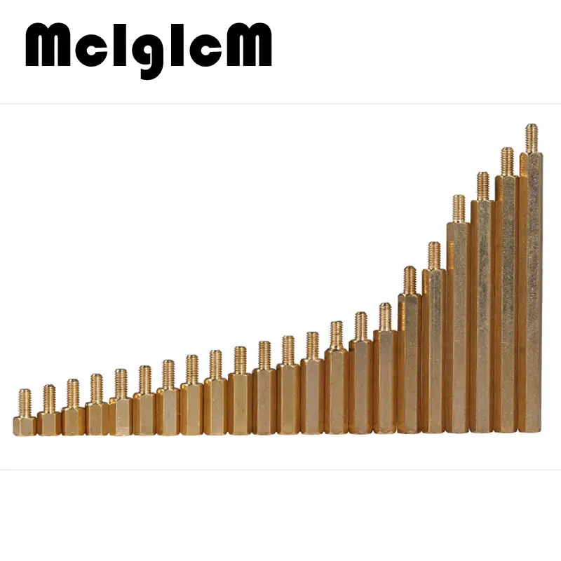 10 шт./лот латунный винт Резьба PCB Stand-off Spacer M3 Мужской x M3 женский 6 мм