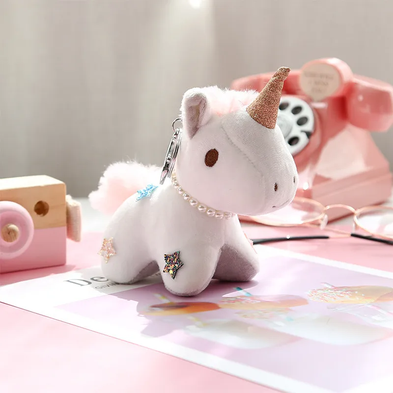Unicorn Plush Pendants Dolls Keychain Shining Pentagram Unicornio Rainbow Horse Peluche Key Bag Pendants Toys 12pcslot 15cm  (4)
