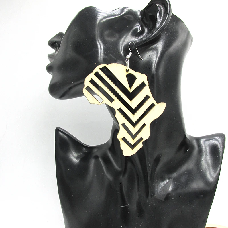 

10pairs/lot Newest African Map wood Earrings