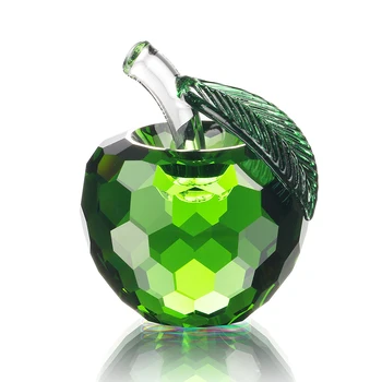 

H&D 60mm Crystal Home Decoration Apple Cut Glass Collection Figurine Xmas Gift Paperweight Wedding Christmas Decoration Ornament