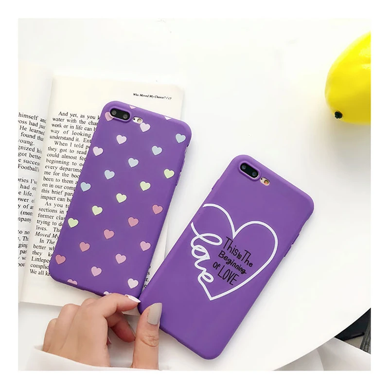 Lovebay фиолетовый чехол для телефона для Iphone XS Max XR X 7 6 6S 8 Plus Love Heart shape Lucky с принтом мягкий чехол-накладка