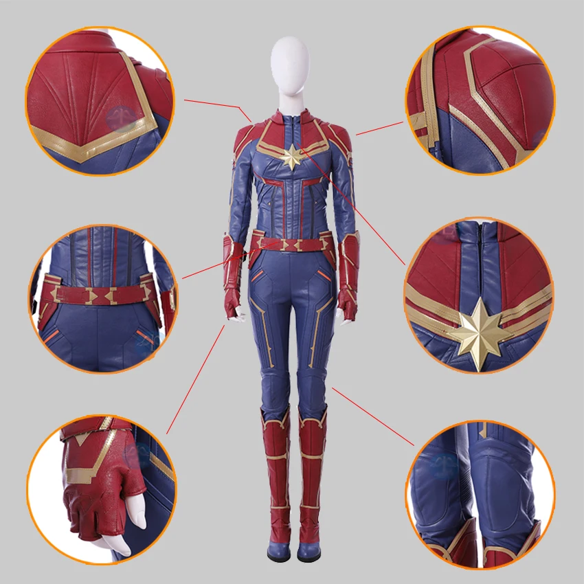 Captain Marvel Costume PU Endgame Cosplay Women Quantum Suit Carol Danvers Costumes Halloween Costumes for Women Disfraz Mujer