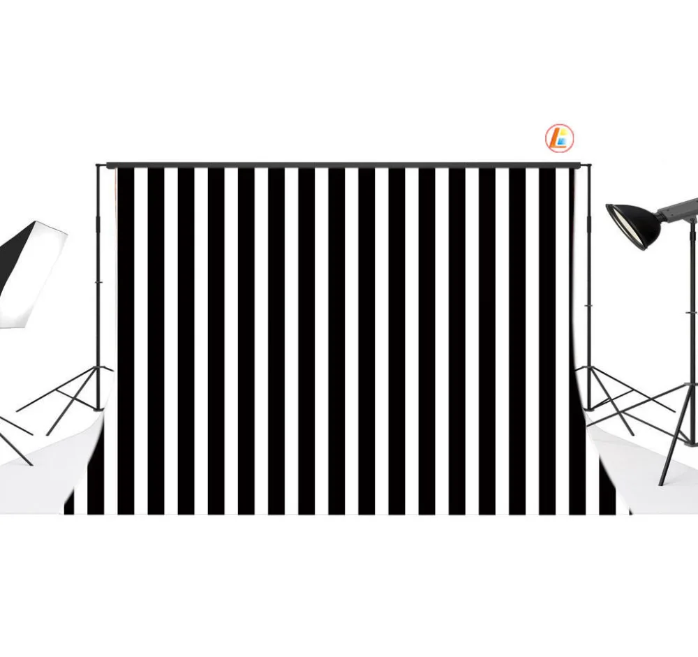 

LB Black and White Stripes Polyester Backdrop Background Photography Studio Props Photographic Photo Seamless Washable No Crease
