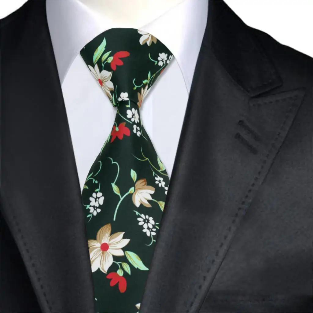 8,5 см галстуки Для мужчин s шелковые галстуки Gravatas связей с красный и белый цветок галстуков для Для мужчин свадебные Бизнес vestido Corbata A-1286