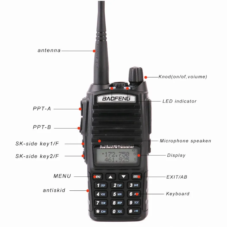 Рация Baofeng uv 82 с наушниками Двухдиапазонная радиостанция УВЧ любительская КВ